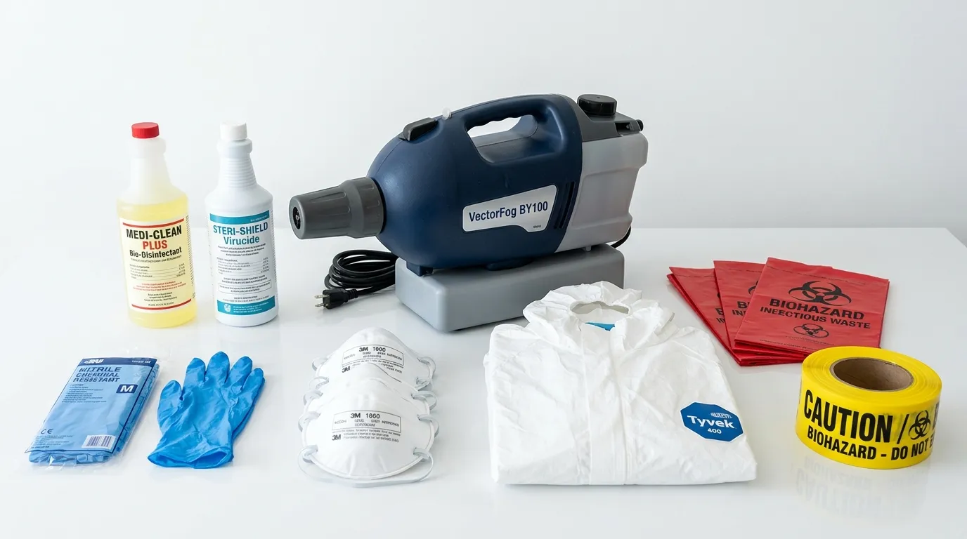 Professional biohazard remediation crew working in Elgin